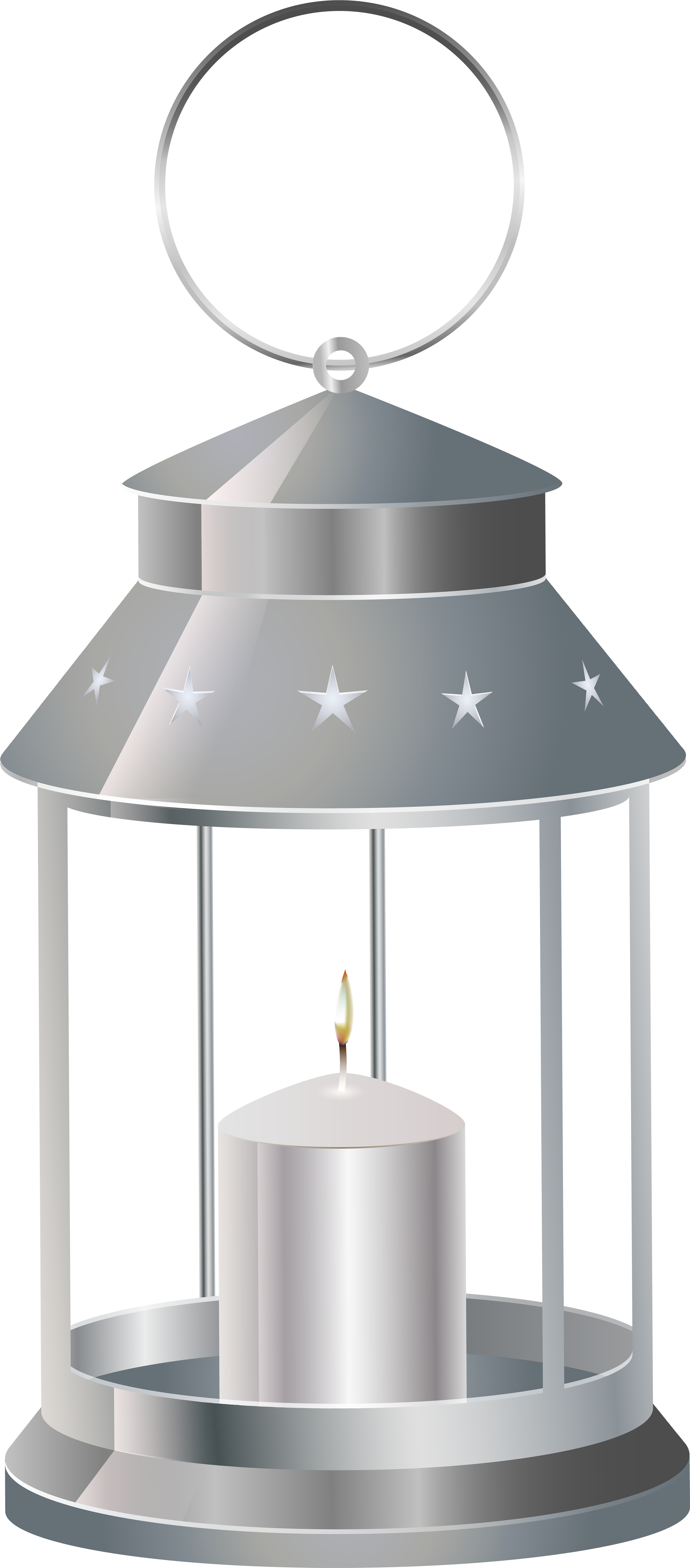 Silver Lantern With Candle Png Transparent Clip Art - Lantern Clipart Transparent Background (3649x8000)