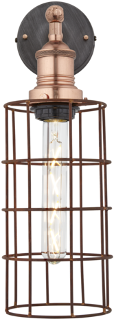 Brooklyn Rusty Cage Wall Light - Industville Rcp-cy Simple Vintage Rusty Cage Wire Pendant (600x600)