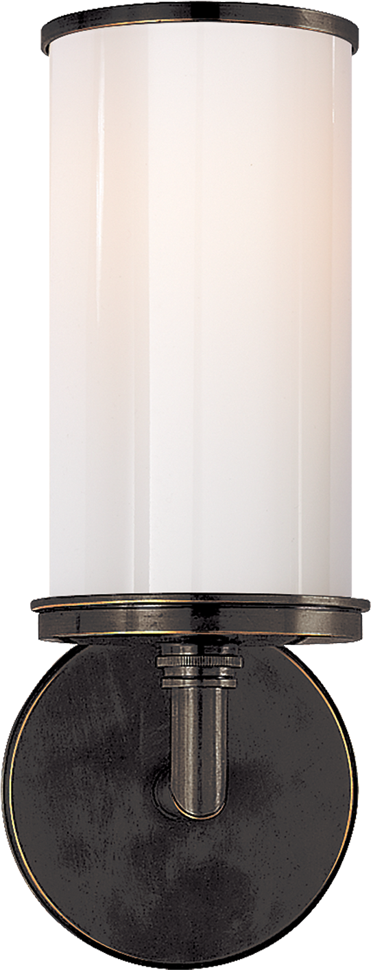Cylinder Sconce In Polished Nickel With White Glass - Visual Comfort Cylinder Sconce In Bronze With White (1440x1440)
