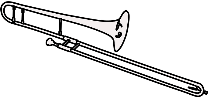 Trombone Brass Musical Instrument Instrume - Trombone Black And White (680x340)