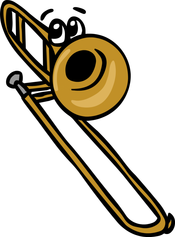 Trombone Concerto Cartoon Musical Instruments Clip - Cartoon Trombone (593x800)