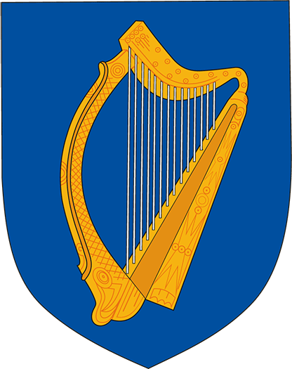 Ireland Flag Coat Of Arms Of Ireland - Ireland Irish Coat Of Arms Badge Crest Eire 100mm (4") (416x525)