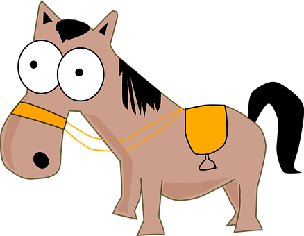 Donkey Horse Pony Reigns Ride Saddle Donke - Horse Cartoon Png (438x340)