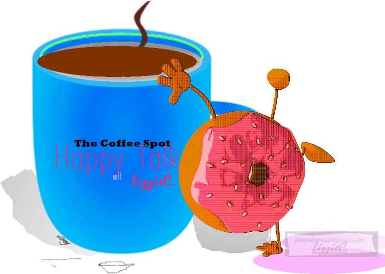 Coffee Talk, Happy Spot, Coffee And Donut - Illustration (859x633)