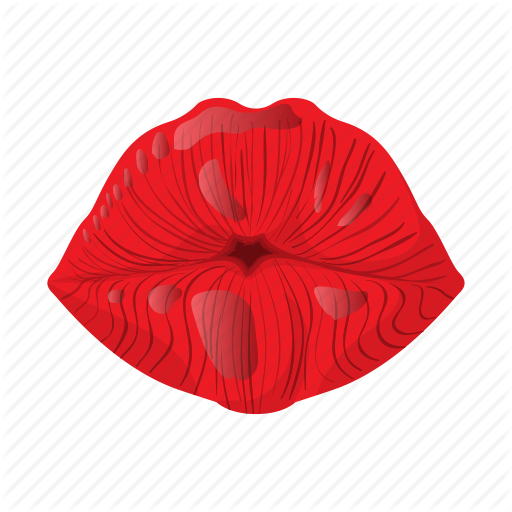 Cartoon Kissing Lips - Illustration (512x512)