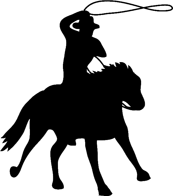 Cheval Ombre - Cowboy Black And White Clip Art (591x676)
