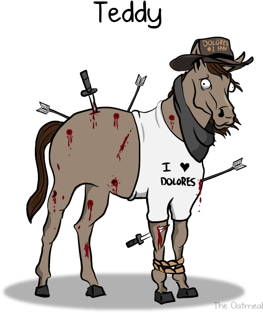 The Characters Of Westworld Beautifully Reimagined - Westworld Characters As Horses (602x674)