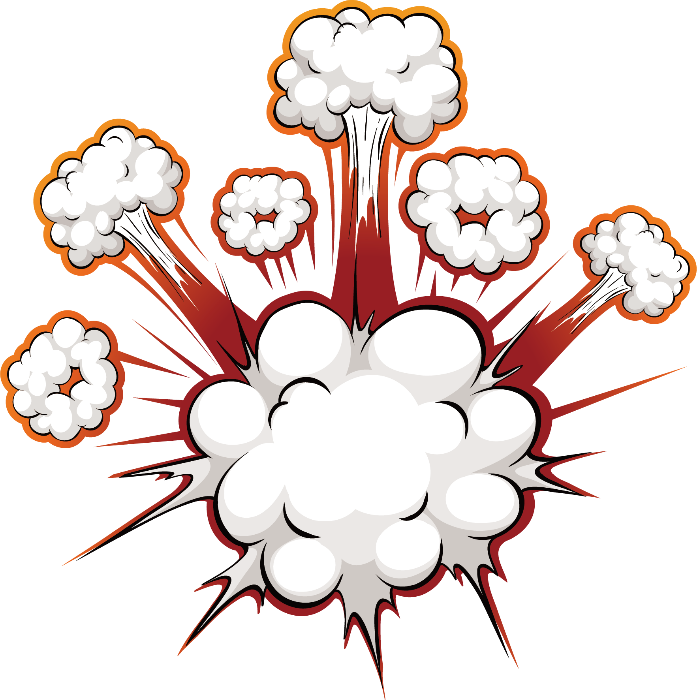 Bomb Blast Cartoon Effect White Explosion Red Ftestick - Explosion Comic Vector Png (697x700)