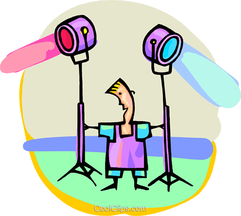 Man With Studio Lights Royalty Free Vector Clip Art - Man With Studio Lights Royalty Free Vector Clip Art (480x431)