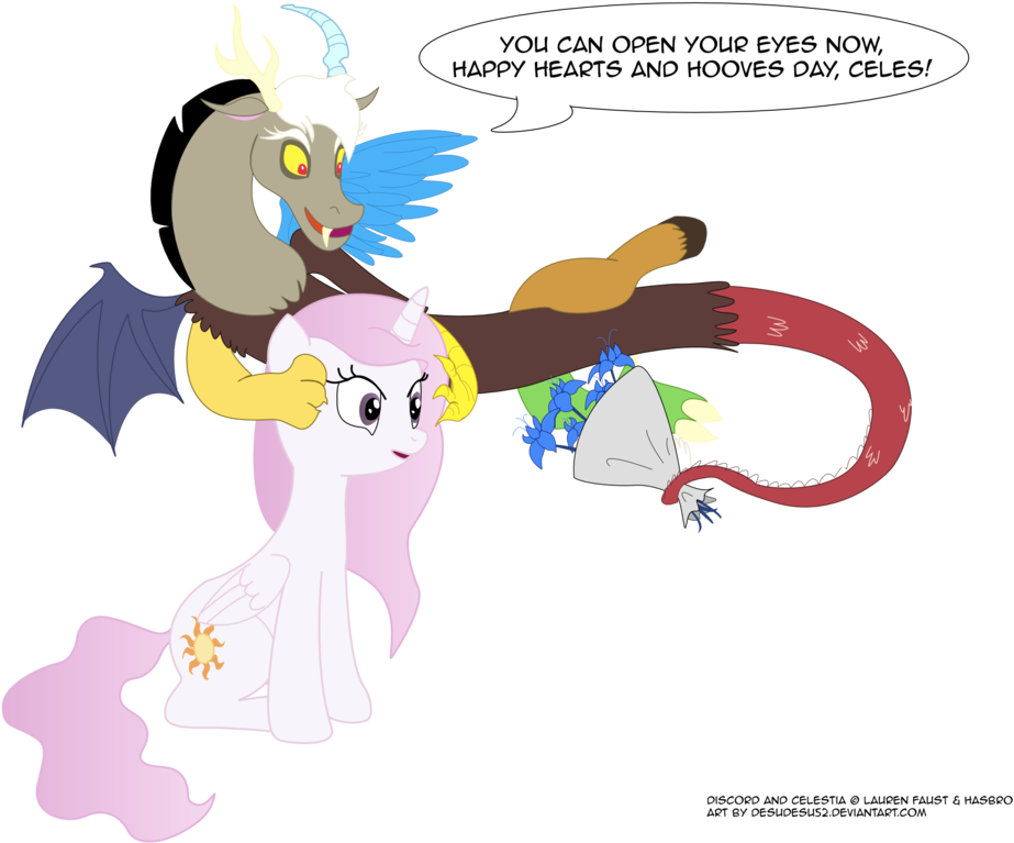 Young Discord X Celestia -hearts And Hooves Day By - Young Celestia And Discord (1024x858)