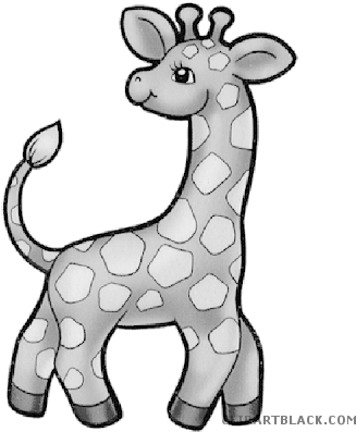 Baby Giraffe Animal Free Black White Clipart Images - Animados Animales (400x400)