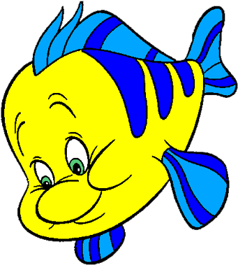 Mermaid Clipart Yellow - Little Mermaid Flounder Clipart (369x388)