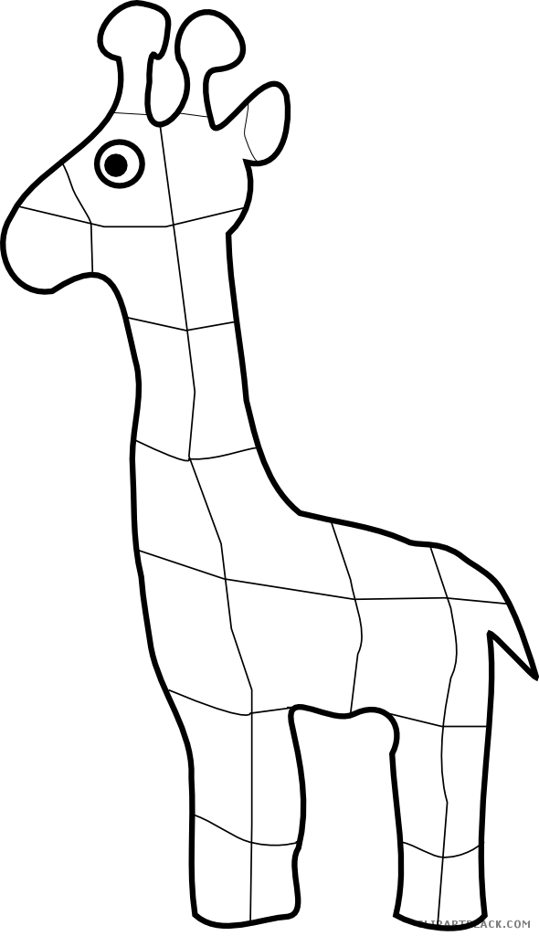 Giraffe Outline Animal Free Black White Clipart Images - Drawing (590x1025)