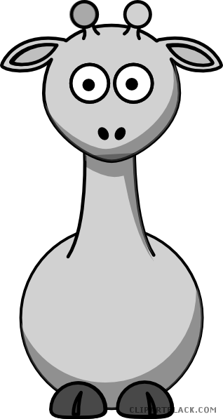 Giraffe Medium Animal Free Black White Clipart Images - Cartoon Giraffe (318x597)
