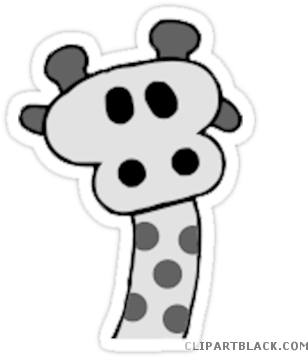 Cartoon Giraffe Animal Free Black White Clipart Images - Giraffe (375x360)