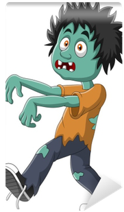 Cartoon Zombie Isolated On White Background Wall Mural - Drawing (400x400)