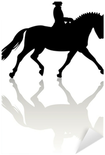 Vinilo Pixerstick Caballo Silueta En El Fondo Blanco - Dressage Horse Silhouette (400x400)