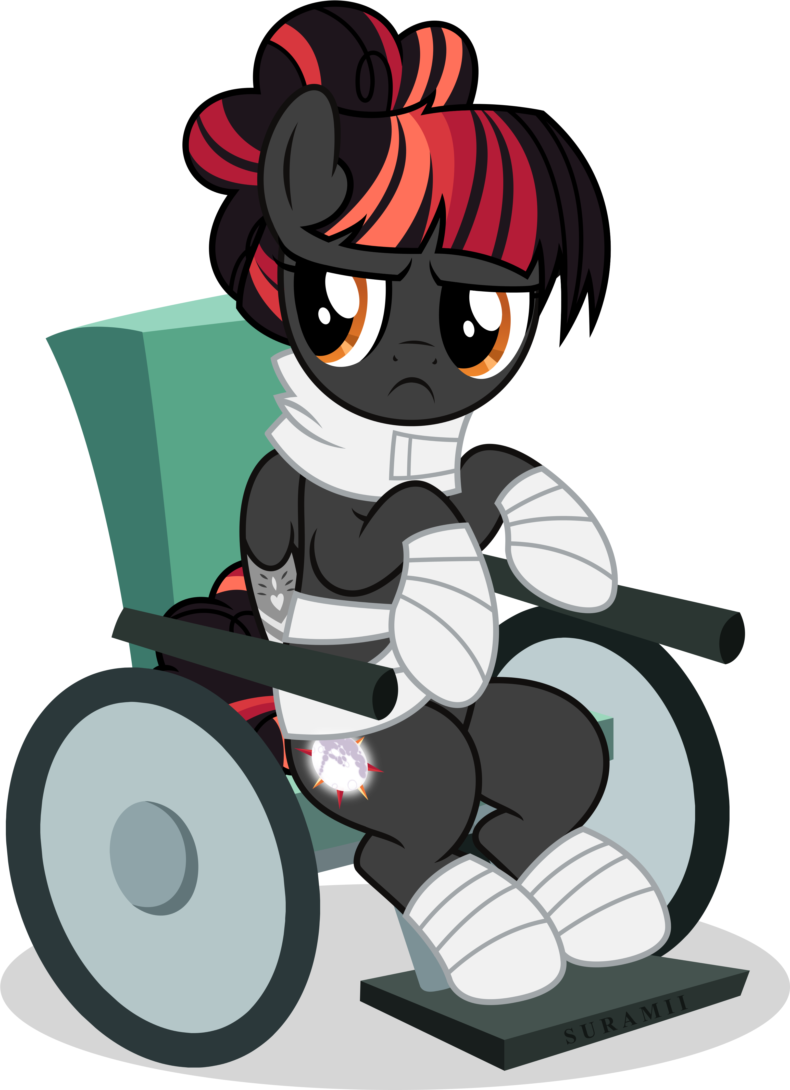 Suramii, Bandage, Female, Injured, Mare, Oc, Oc - Cartoon (3784x4488)