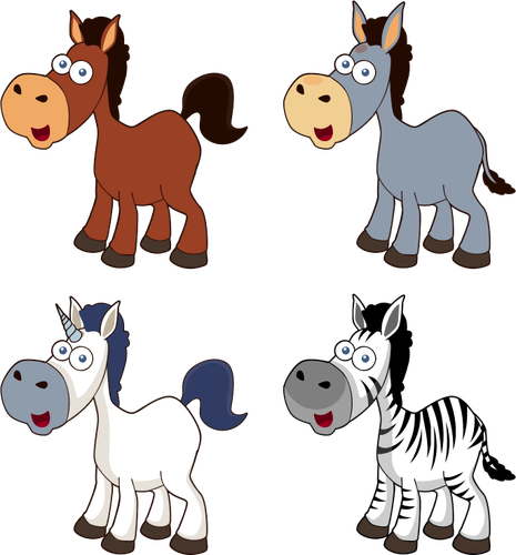 Vector Clip Art Of Selection Of Cartoon Horses - Cartoon Horse Shower Curtain (465x500)