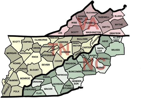 1880 Maps Tennessee/virginia/north Carolina - Tennessee (620x416)