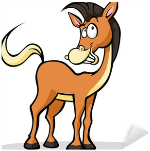 Aufkleber Coole Lustige Cartoon Pferd Stehend Und Lächelnd - Horse Smiling Cartoon (400x400)
