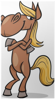 Poster Lustige Pferd Cartoon-abbildung • Pixers® - Funny Cartoon Farm Animals (400x400)