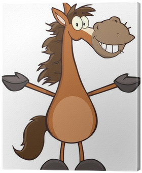 Leinwandbild Lächeln Pferd Cartoon Maskottchen Buchstaben - Cartoon Horse (400x400)