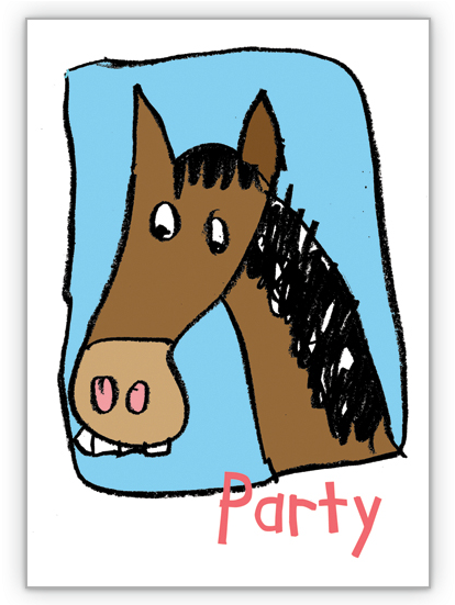 Einladungkarte Zum Geburtstag/ Zur Party Mit Pferd - High Quality Greeting Card: Cute Birth Congratulations (635x550)