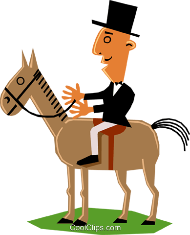Mann Auf Einem Pferd Vektor Clipart Bild - Horse (389x480)