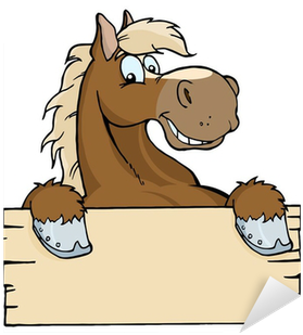 Aufkleber Happy Cartoon Pferd Mit Einem Blank Sign - Melbourne Cup Day Clip Art (400x400)