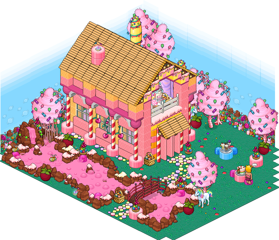 Cartoon Candy House Png And Psd - Habbo Candy Room (1188x1023)