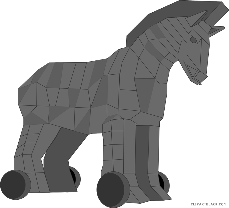 Trojan Horse Animal Free Black White Clipart Images - Hölzernes Trojan Horse Grußkarte (800x727)