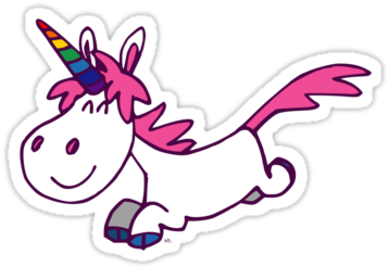 Inspirational Cartoon Unicorn Galloping Cartoon Unicorn - Sticker (375x360)