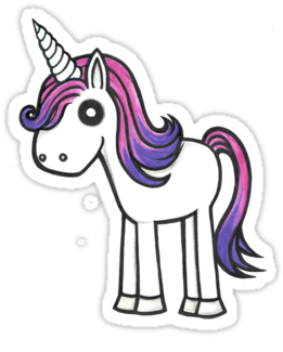 '"overly Cute Unicorn"' Sticker By Neonstarr - Mythical Creatures Cartoon Unicorn (375x360)