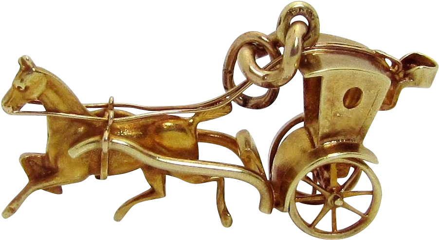 3d Movable Hansom Cab Horse Drawn Carriage Charm - Chaise (901x901)