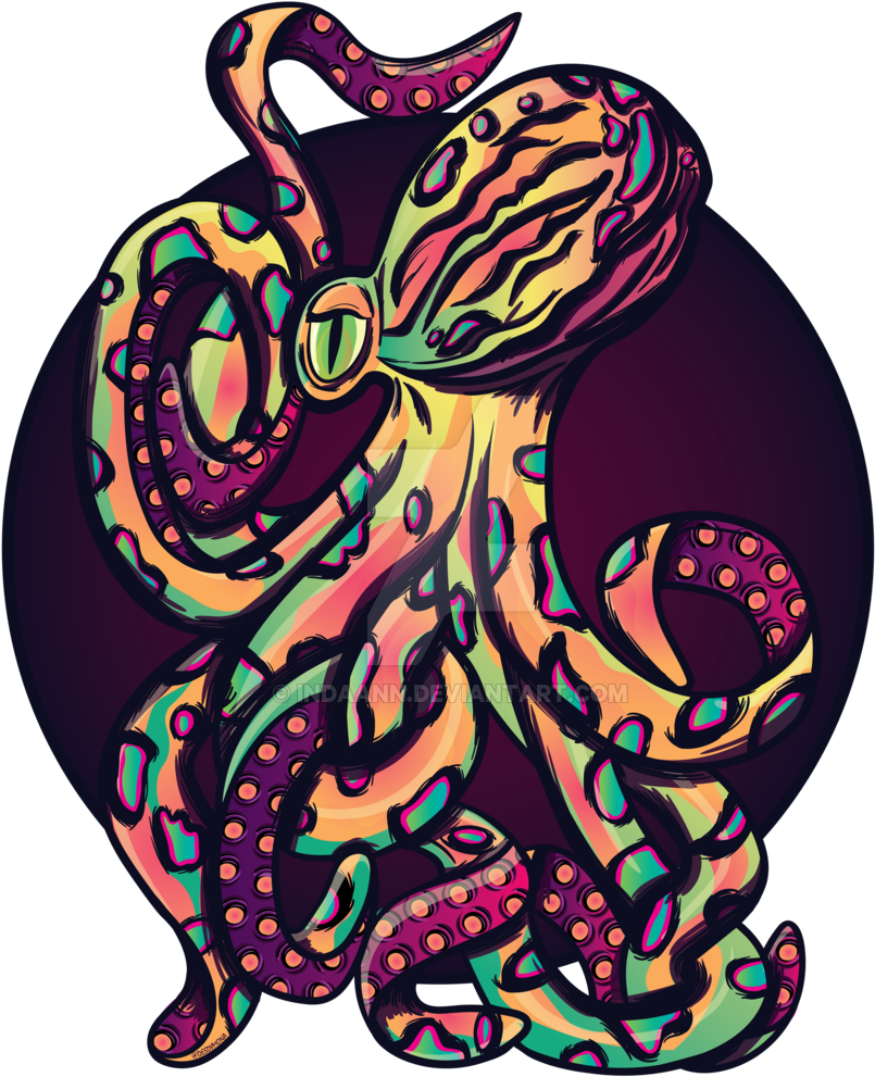 Psychedelic Octopus By Indaann Psychedelic Octopus - Digital Art (1024x1024)