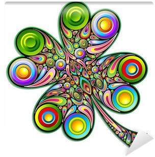 Shamrock Clover Psychedelic Art Design-quadrifoglio - Painting (400x400)