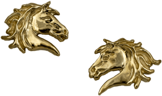 Wildfire Horse Earrings In 14k Yellow Gold By Lesley - Brass (600x540)