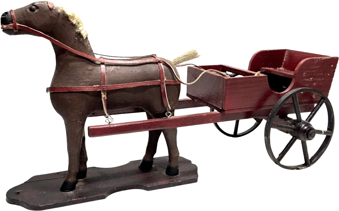 Antique Victorian Pull Toy Real Hair Horse Painted - Baby Transport (1296x1296)