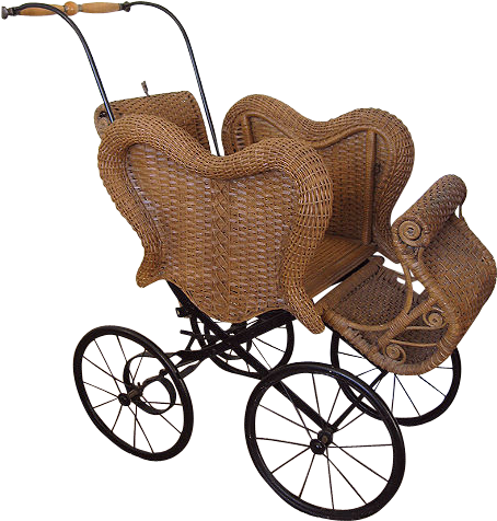 Antique Victorian Wicker Baby Buggy Carriage Reasonable - Vintage Wicker Baby Carriage (527x527)