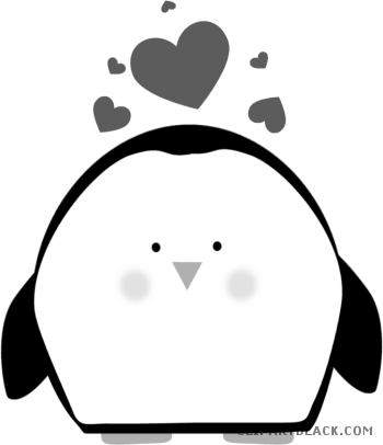 Cute Penguin Animal Free Black White Clipart Images - Clip Art (350x406)