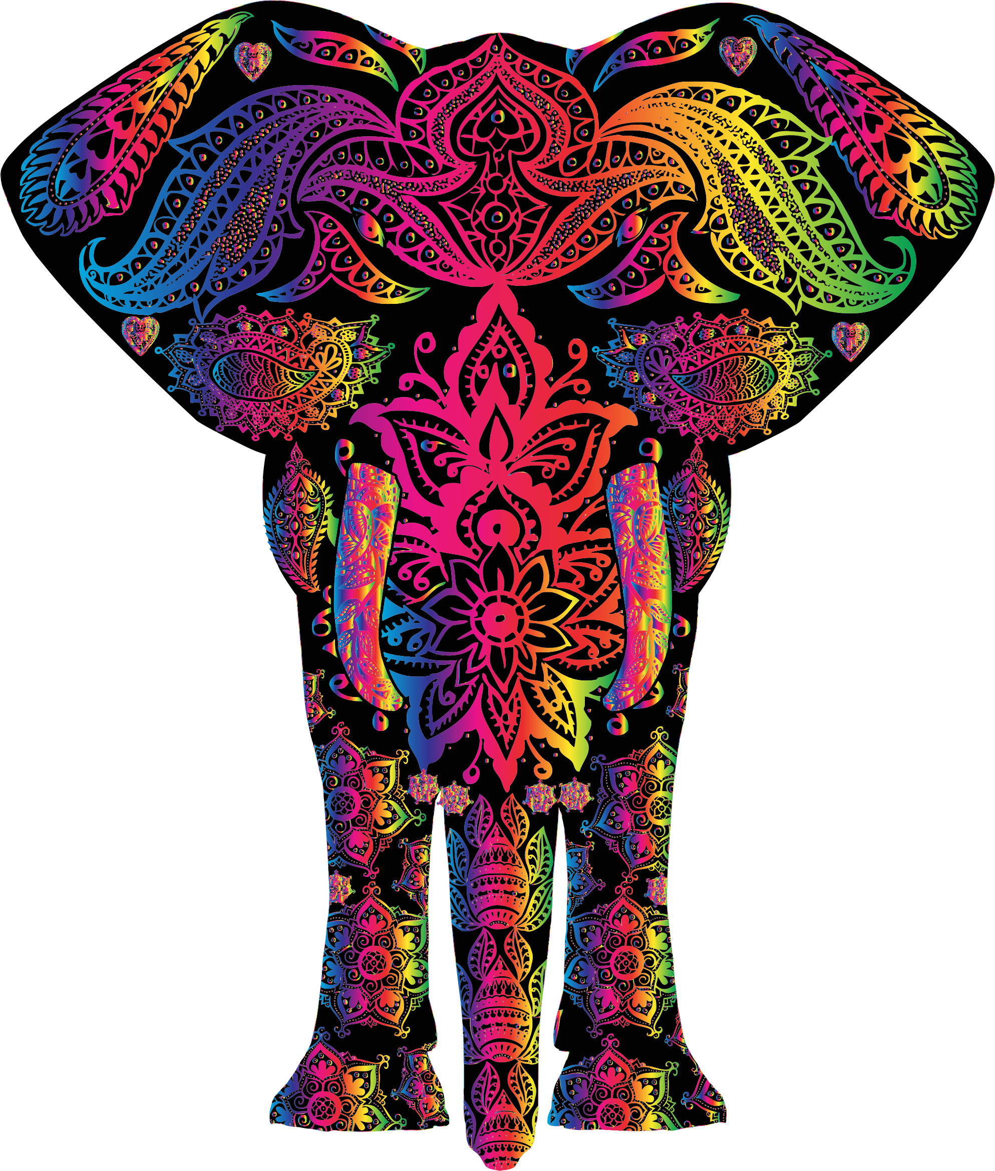 T-shirt African Elephant Indian Elephant Color - Elephant Rainbow (1987x2339)