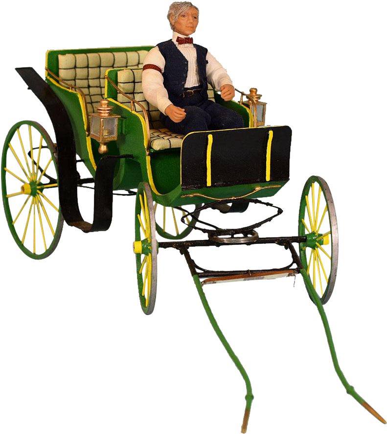 Handcrafted Dollhouse Miniature Horse Drawn Carriage - Chaise (885x885)