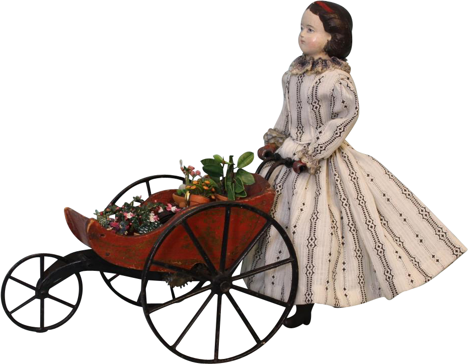 Antique American 1869 Goodwin Patent Walking Doll Wooden - Wagon (929x929)