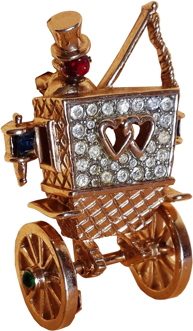 Trifari Honeymooners' Coach Brooch Lover's 2 Hearts - Rickshaw (1344x1344)