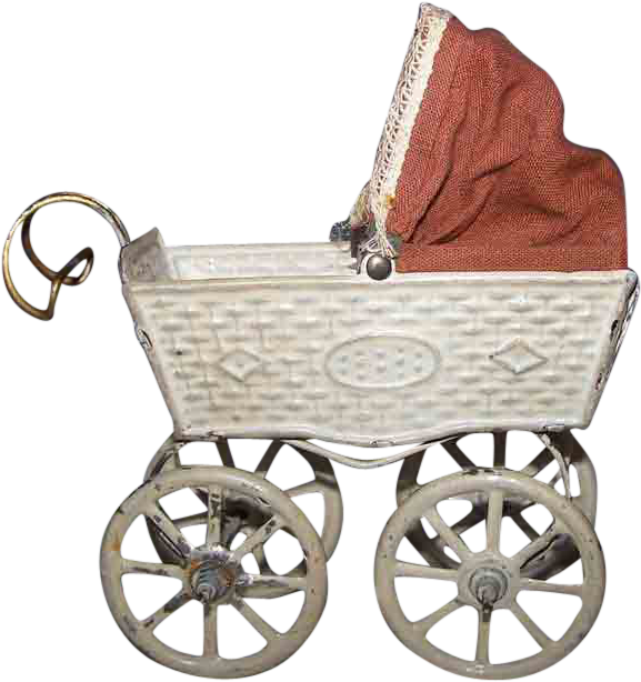 Sweet Little German Tin Baby Carriage - Baby Transport (613x613)