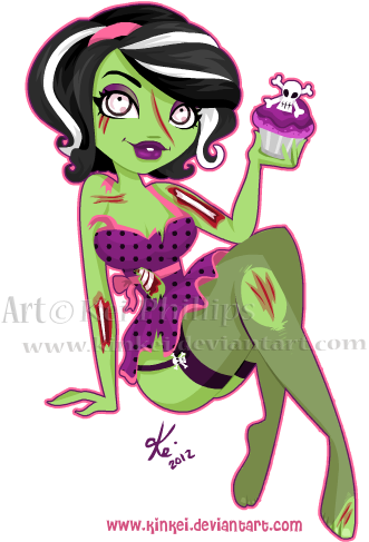Zombie Pin Up Girl Cartoon Cartoon Zombie Pin Up - Art (339x486)