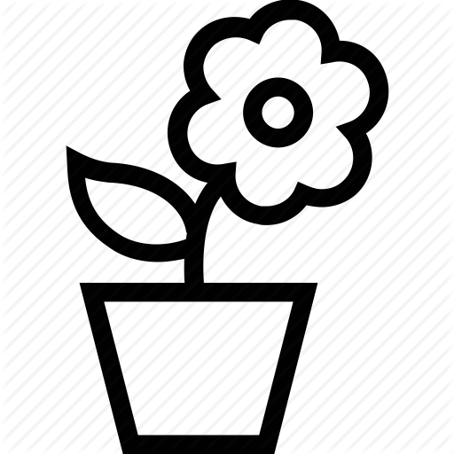 Flower Pot Outline - Flower (512x512)