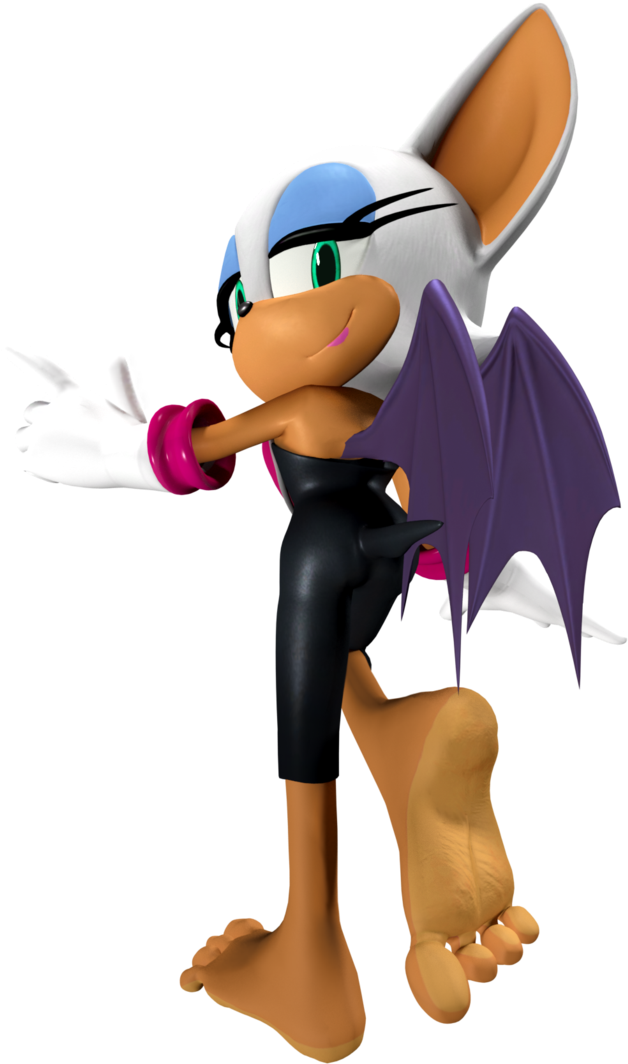 [3d] Rouge's Shiny Soles By Feetymcfoot - Rouge The Bat Barefoot 3d Model (716x1117)