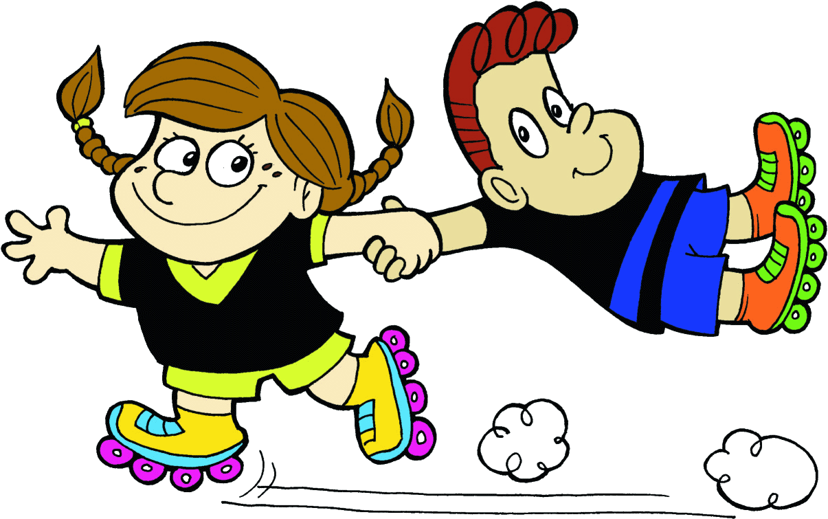 Roller - Kids Roller Skating Clipart.